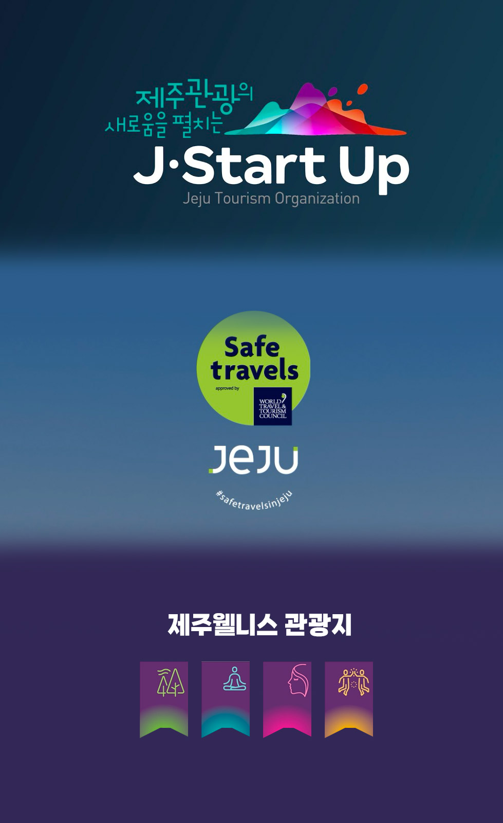 제이스타트업 & 안전여행스탬프 & 제주웰니스관광지 로고타입 이미지